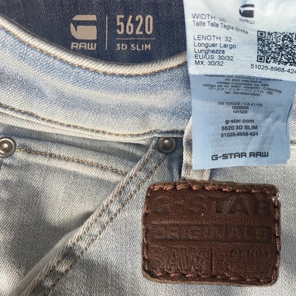 G Star Raw 5620 3D Slim Jeans | Men’s Sz 30W / 32L | lt blue | Like New - Picture 3 of 4